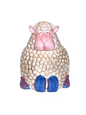 Vintage Curly Lamb Cookie Jar Ceramic Living Art MCM Decor